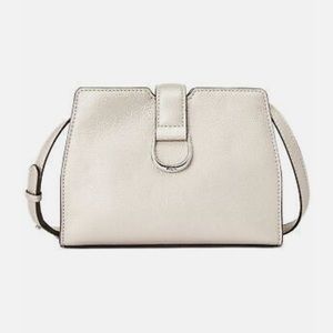 RALPH LAUREN Silver Monogram Faux Leather Shoulder Bag